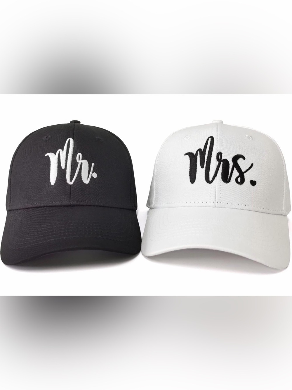 Mr. & Mrs. Embroidered Matching Baseball Cap Set Adjustable Hats